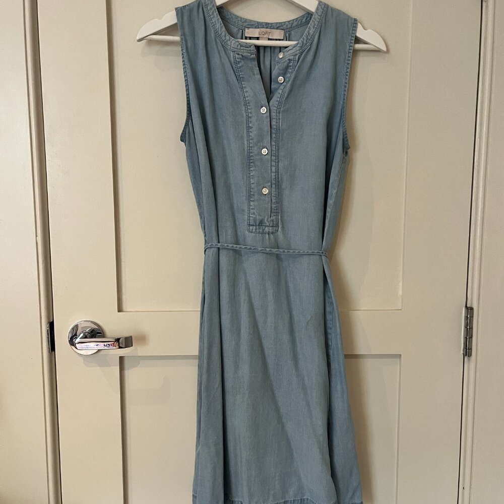 Blue denim shift dress